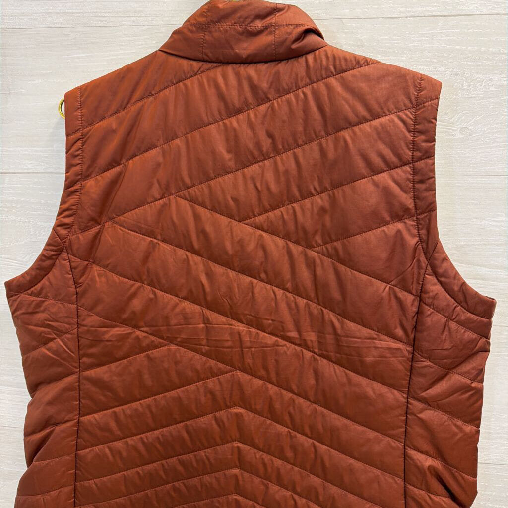 Orvis Burnt Oragne/ Brown Quilted Zip Up Vest Extra Large