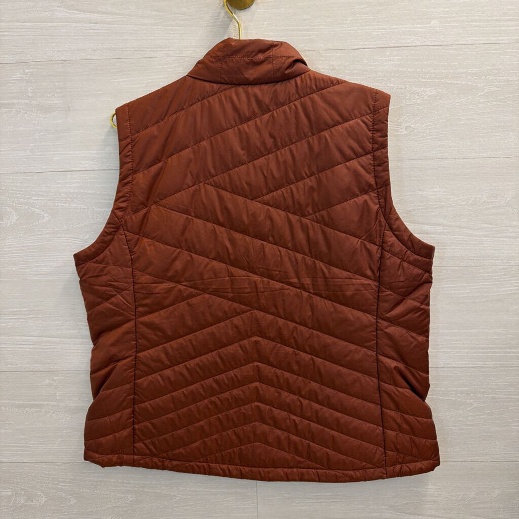 Orvis Burnt Oragne/ Brown Quilted Zip Up Vest Extra Large