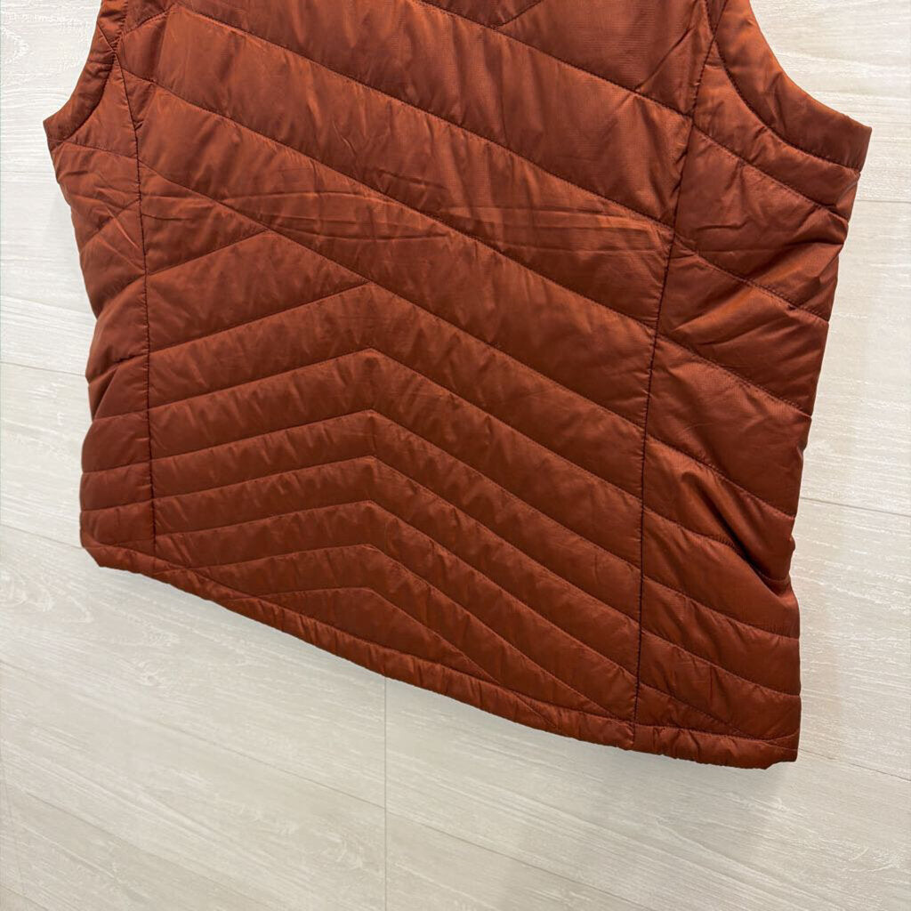 Orvis Burnt Oragne/ Brown Quilted Zip Up Vest Extra Large