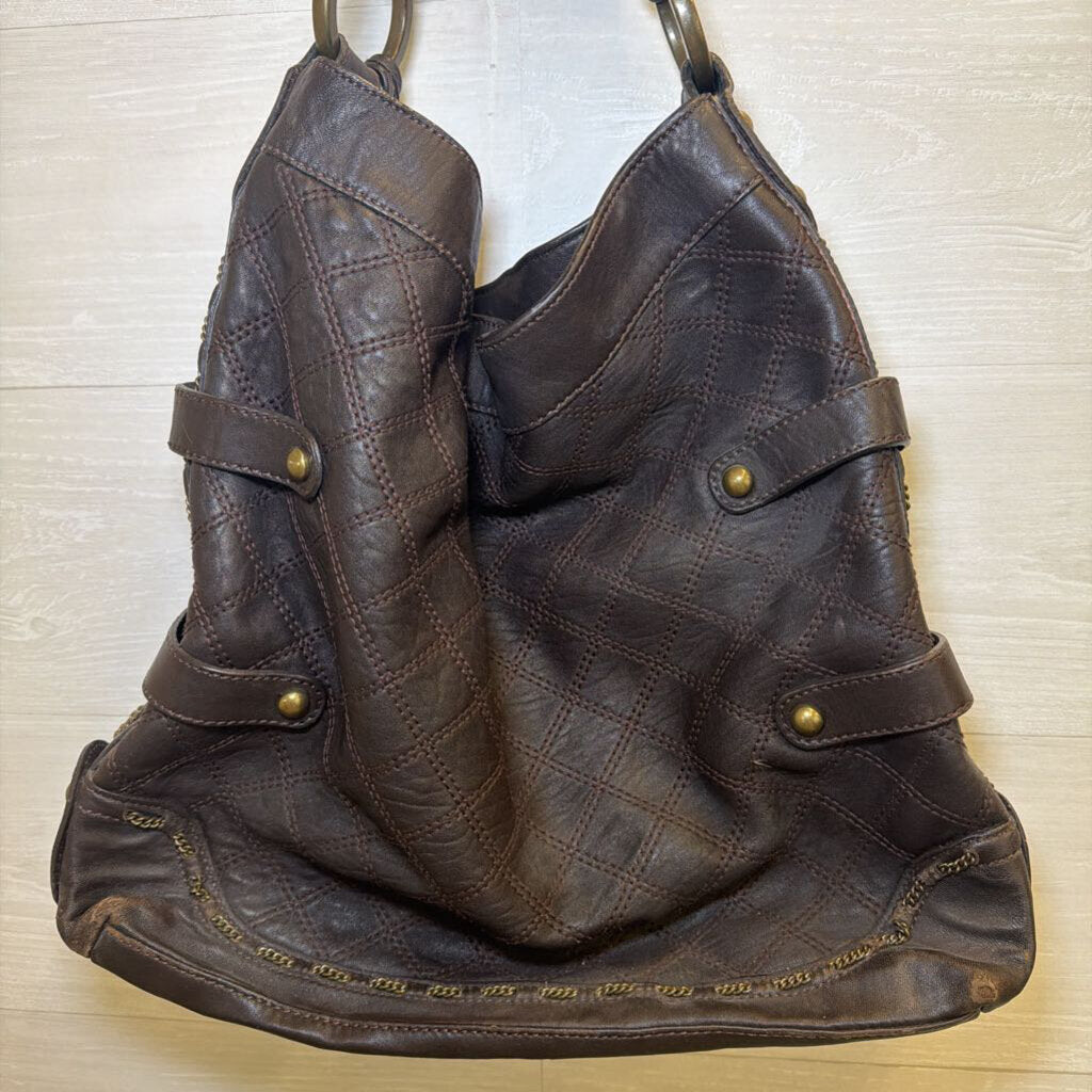 Vintage Isabella Fiore Dark Brown Leather Slouchy Shoulder Hobo Purse