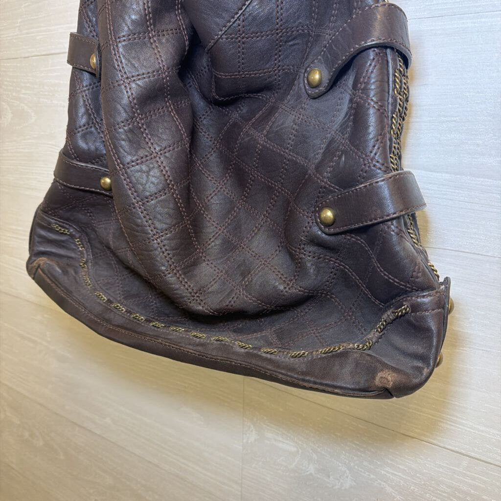 Vintage Isabella Fiore Dark Brown Leather Slouchy Shoulder Hobo Purse