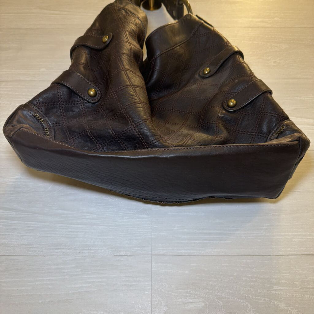 Vintage Isabella Fiore Dark Brown Leather Slouchy Shoulder Hobo Purse