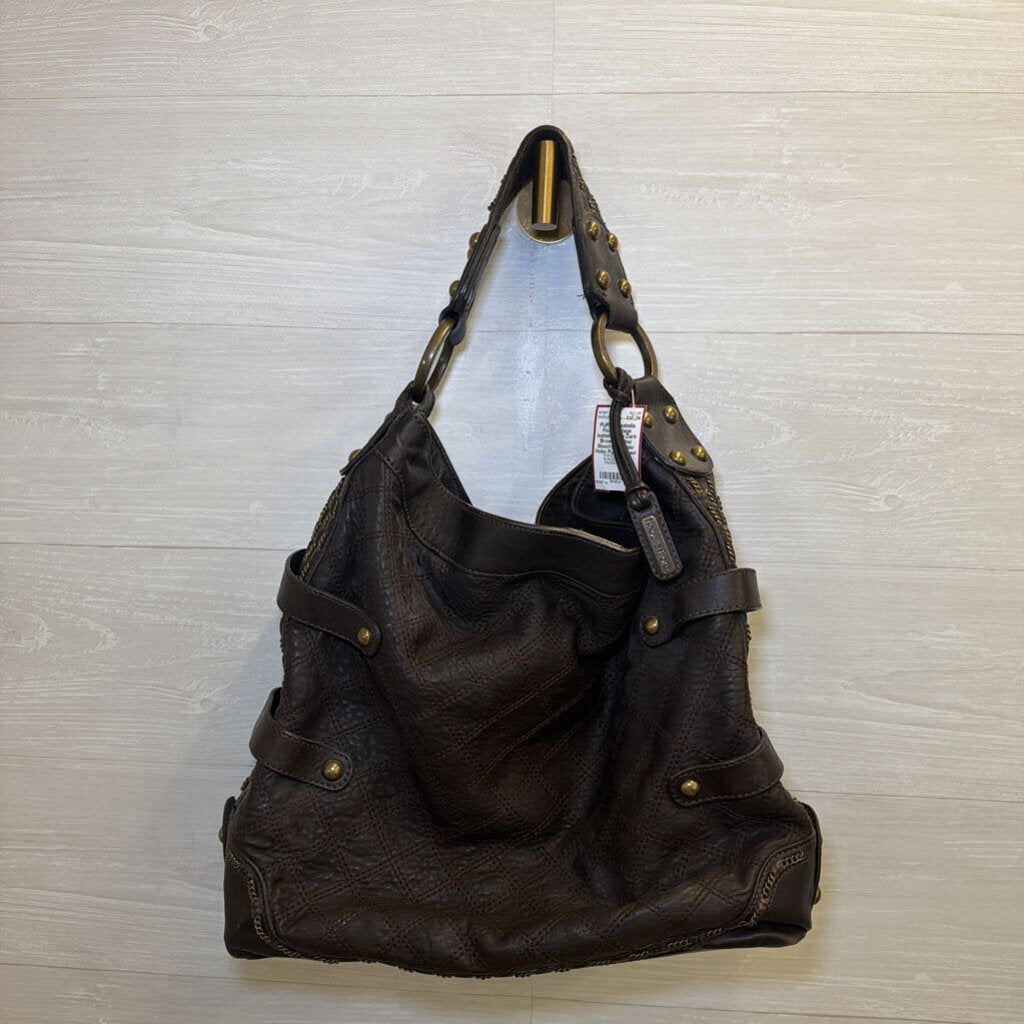 Vintage Isabella Fiore Dark Brown Leather Slouchy Shoulder Hobo Purse