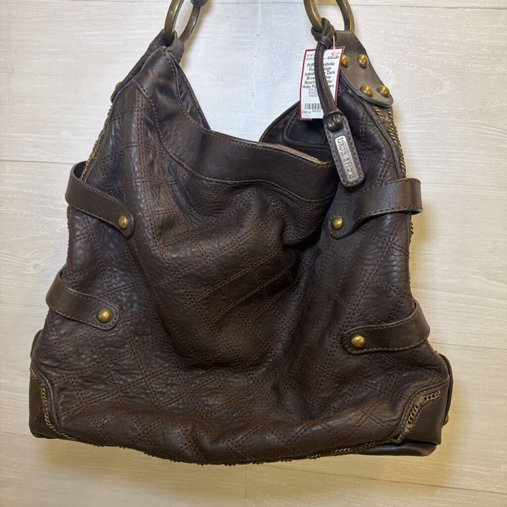 Vintage Isabella Fiore Dark Brown Leather Slouchy Shoulder Hobo Purse