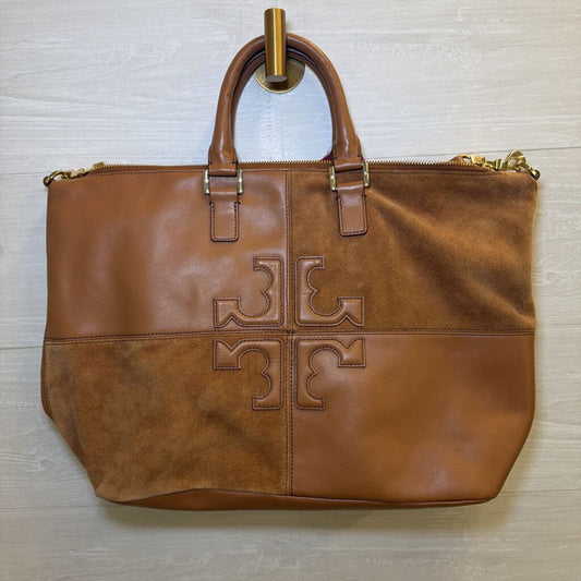 Tory Burch Brown Suede/ Leather Natalie Satchel Purse