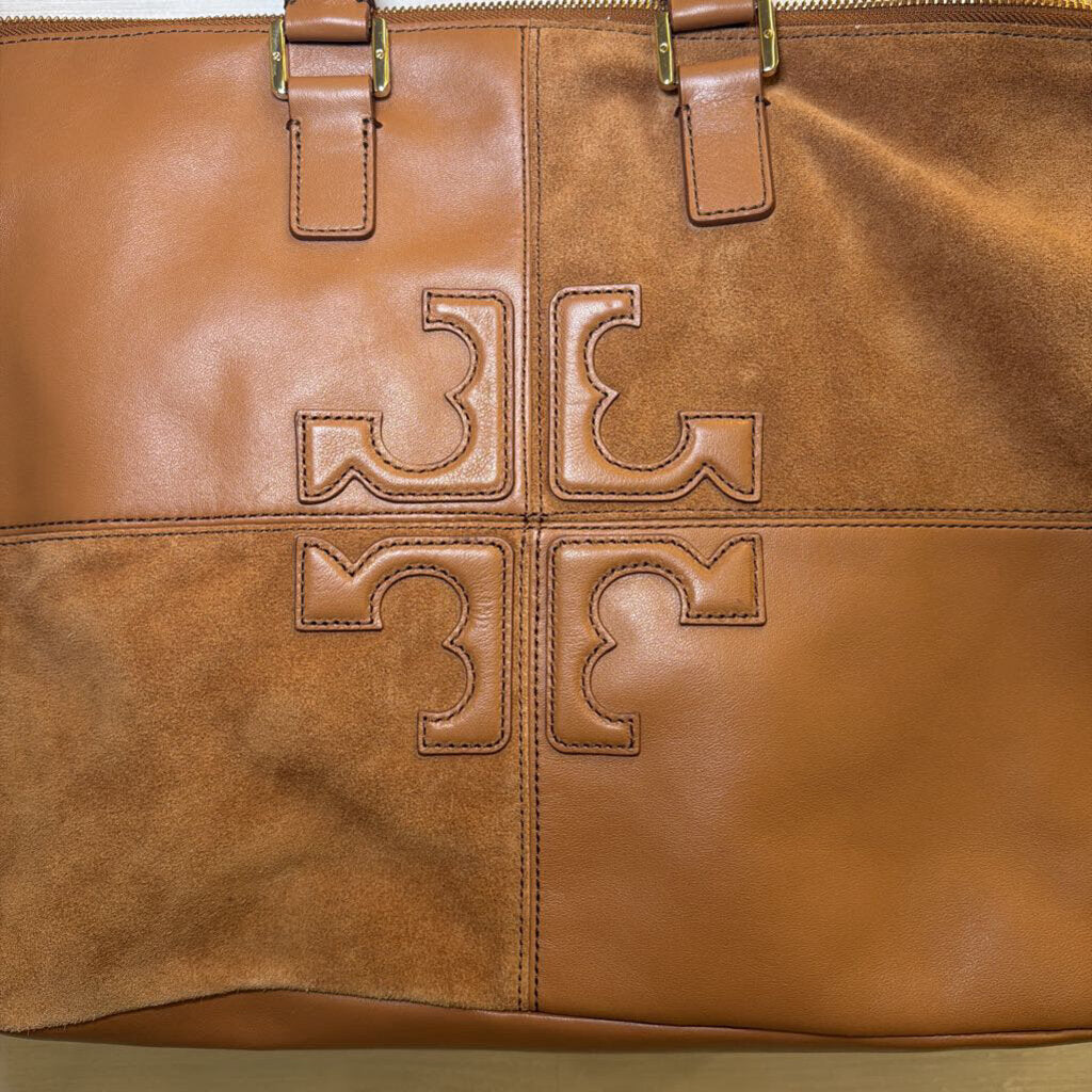 Tory Burch Brown Suede/ Leather Natalie Satchel Purse