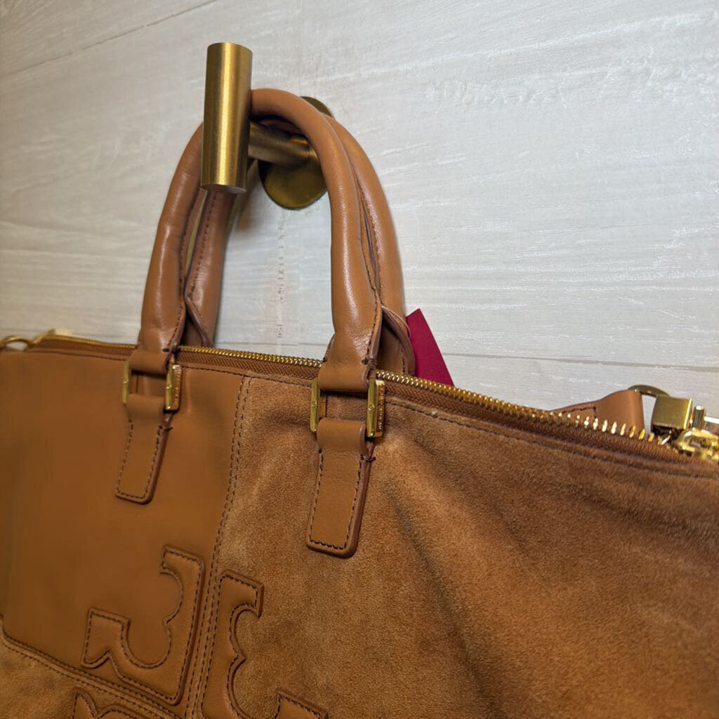 Tory Burch Brown Suede/ Leather Natalie Satchel Purse