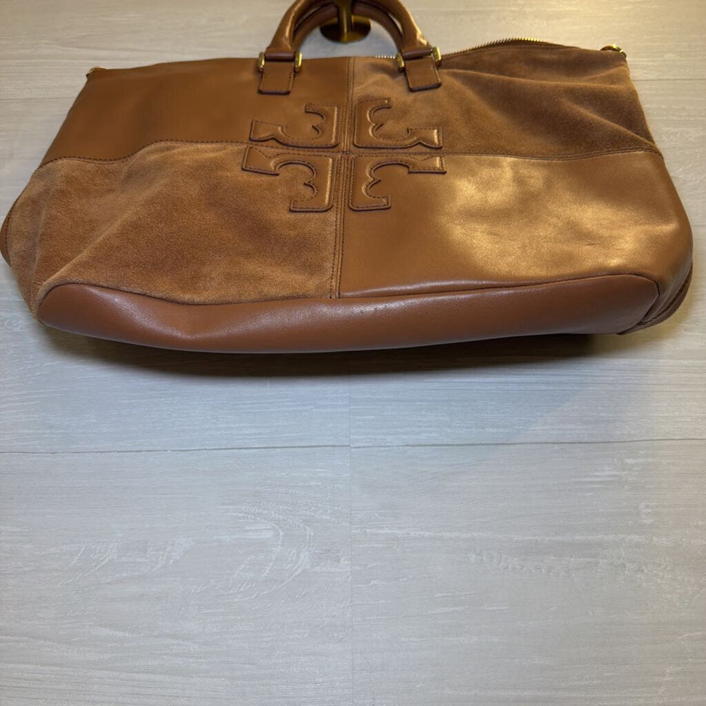 Tory Burch Brown Suede/ Leather Natalie Satchel Purse