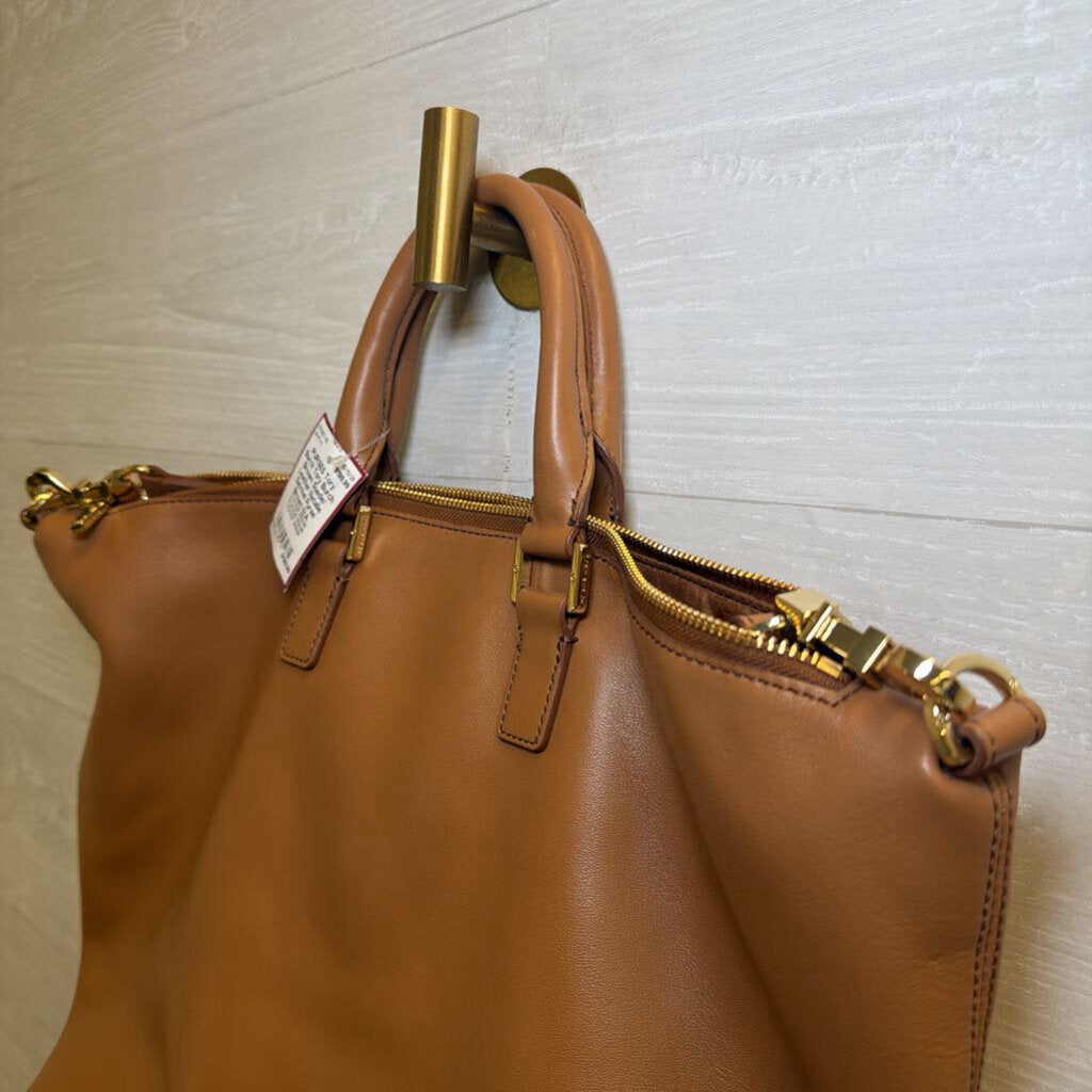 Tory Burch Brown Suede/ Leather Natalie Satchel Purse