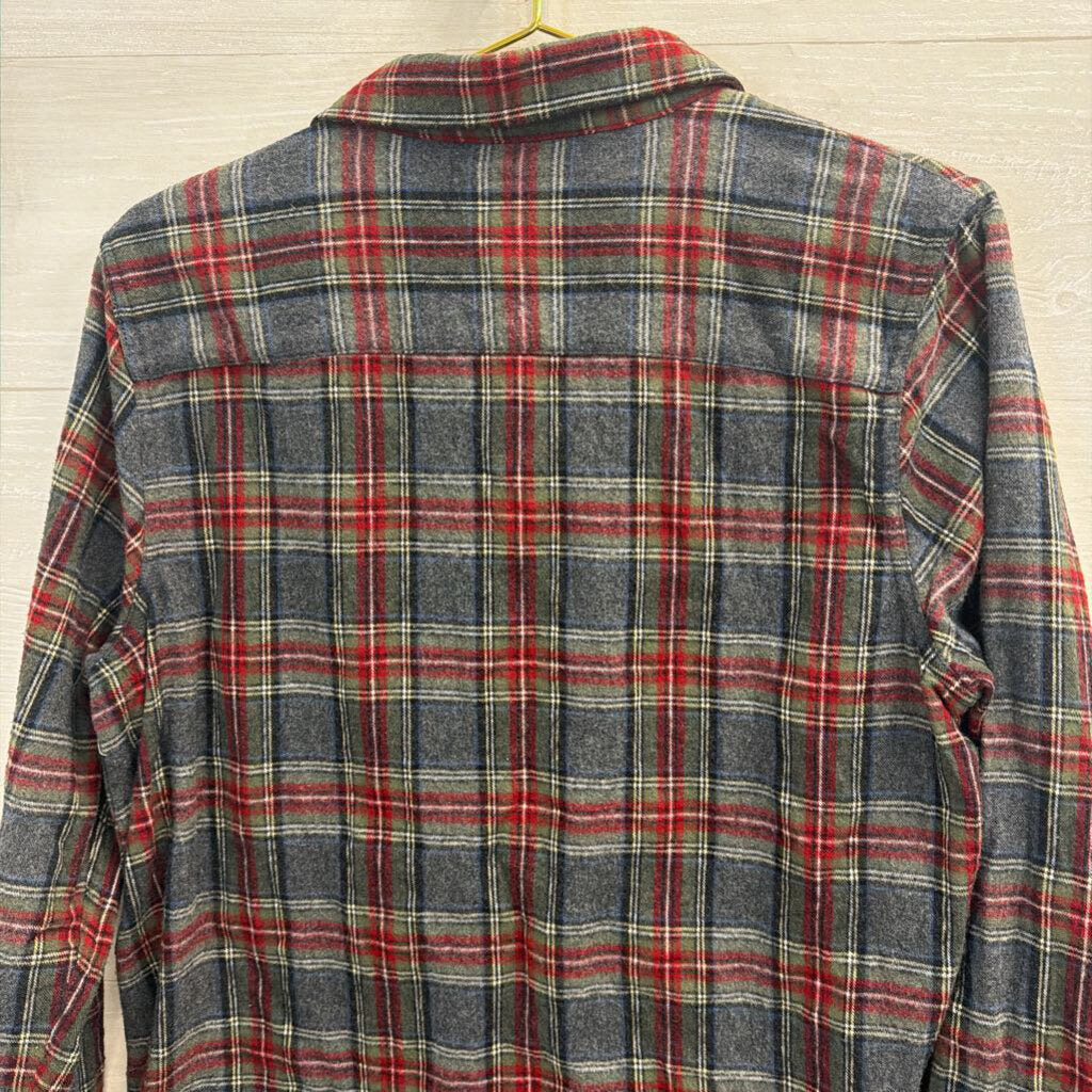 LL Bean Blue/ Green/ Red Plaid Long Sleeve Button Down Top Medium Petite