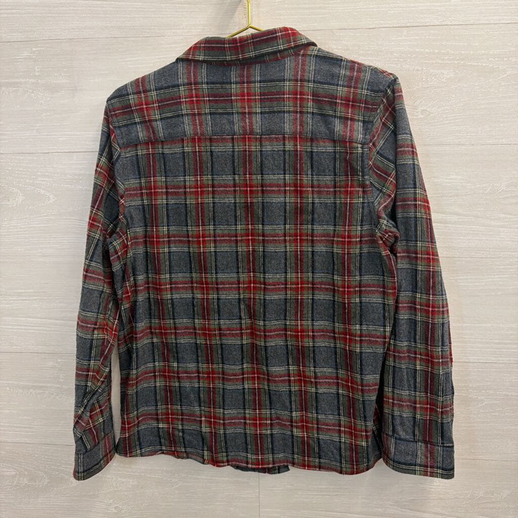 LL Bean Blue/ Green/ Red Plaid Long Sleeve Button Down Top Medium Petite