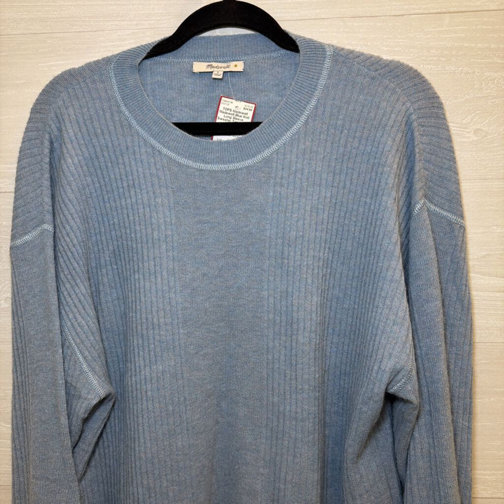 Madewell Blue Knit Long Sleeve Sweater Top Large