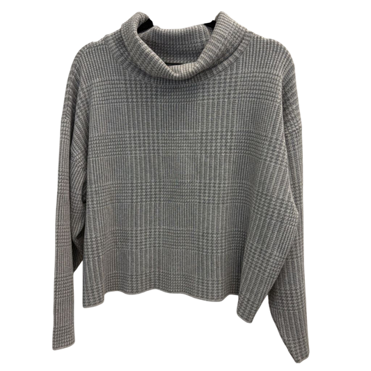 Ann Taylor Grey Plaid Cropped Turtleneck Top Large