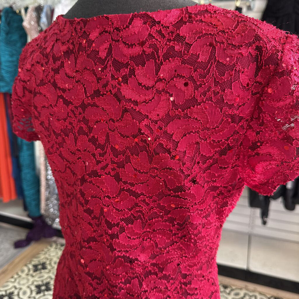 Connected Apparel Red Sequin Lace Short Formal Dress 10 Petite