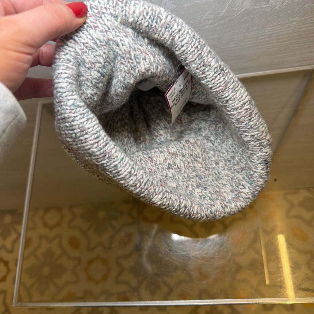 Grey Knit Beanie Hat Small