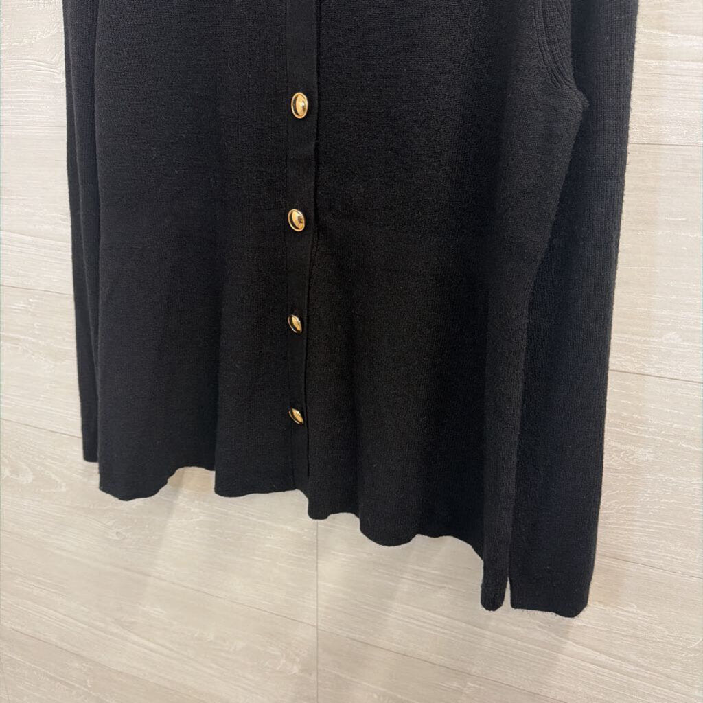 La Vila Milano Black Knit Gold Button Cardigan Sweater Extra Large