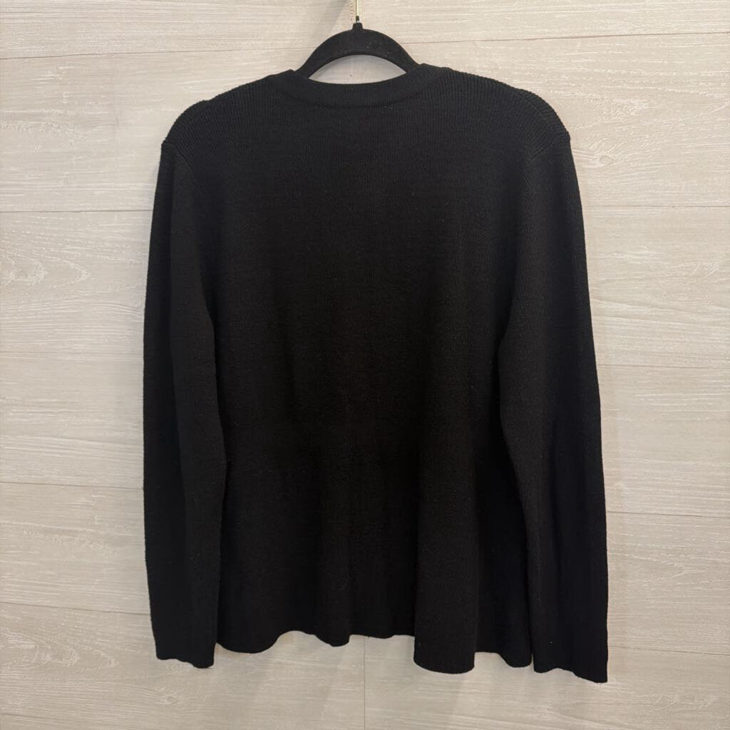 La Vila Milano Black Knit Gold Button Cardigan Sweater Extra Large