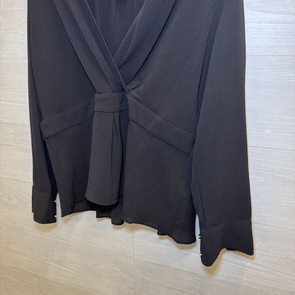 Tommy Hilfiger Black long Sleeve V Neck Top Extra Large
