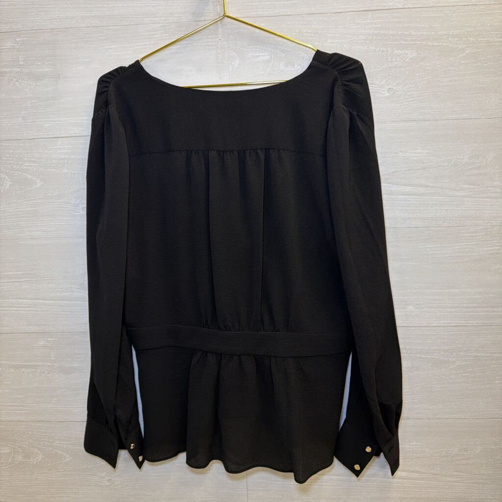 Tommy Hilfiger Black long Sleeve V Neck Top Extra Large