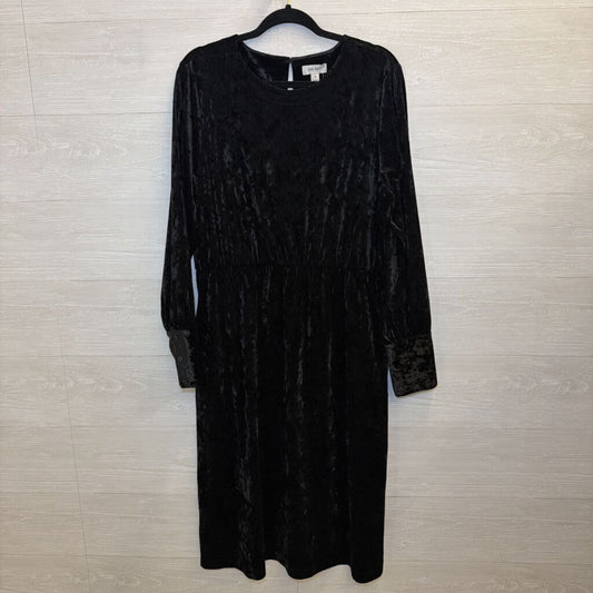 On 34th Black Crushed Velvet Long Sleeve Midi Dress Extra Large