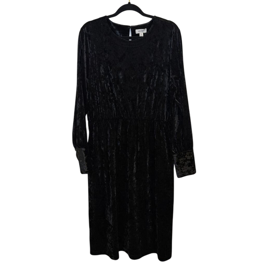 On 34th Black Crushed Velvet Long Sleeve Midi Dress Extra Large