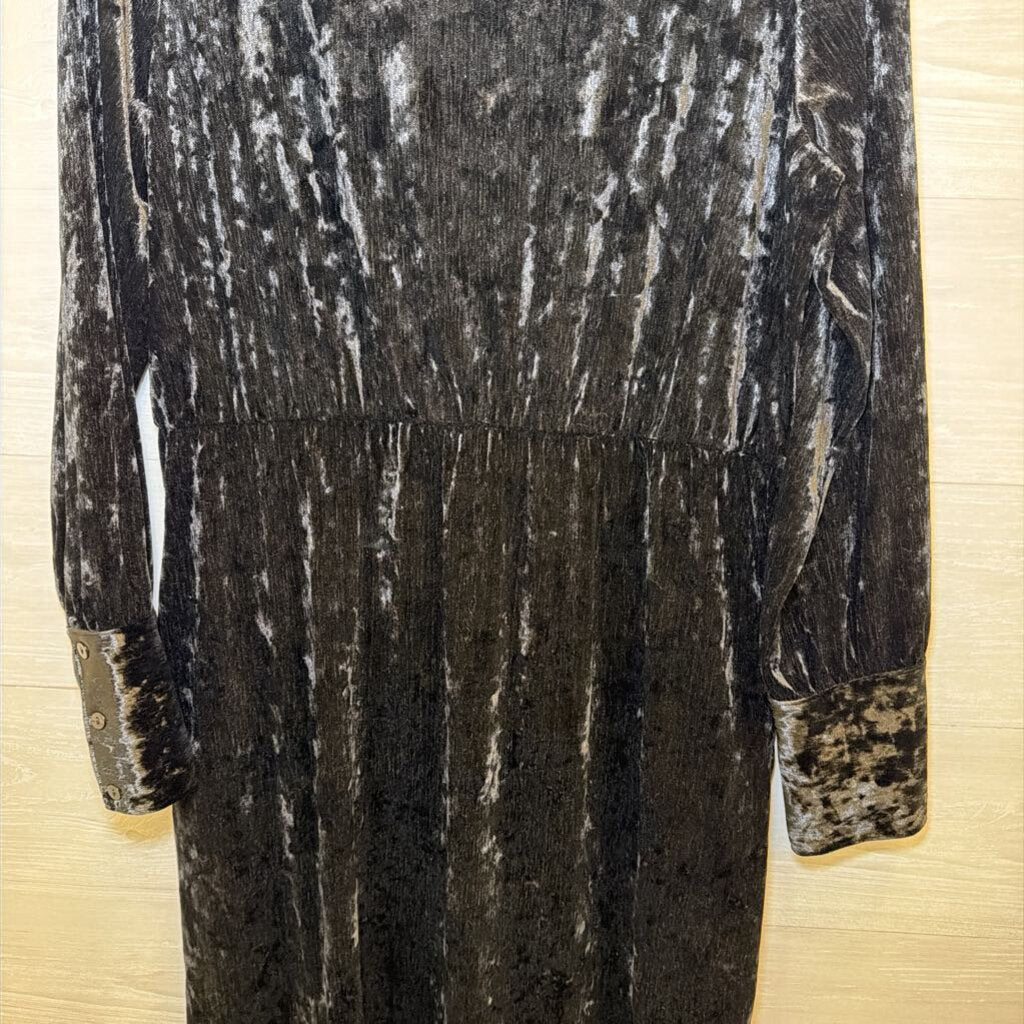 On 34th Black Crushed Velvet Long Sleeve Midi Dress Extra Large
