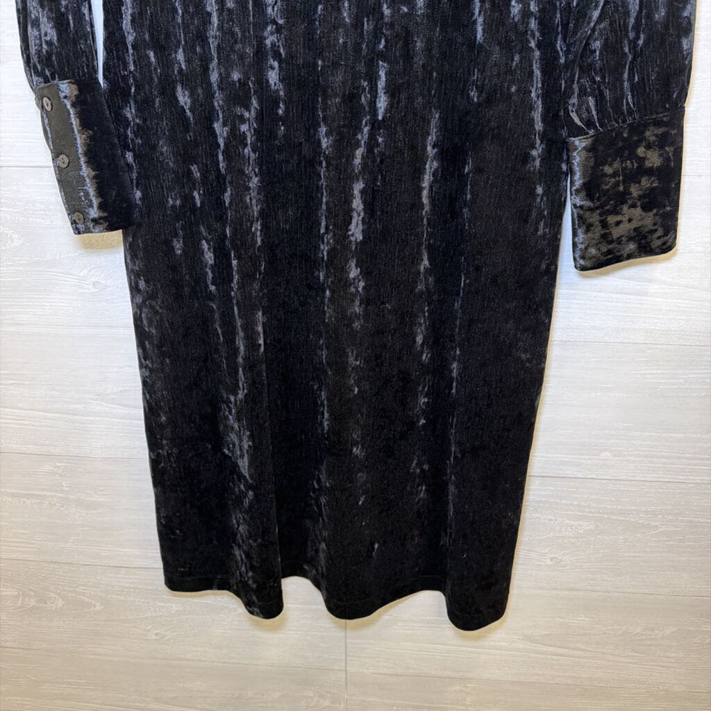 On 34th Black Crushed Velvet Long Sleeve Midi Dress Extra Large