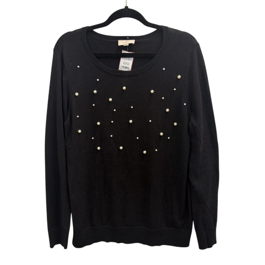 Loft Black/ Pearl Embellished Sweater Top Large