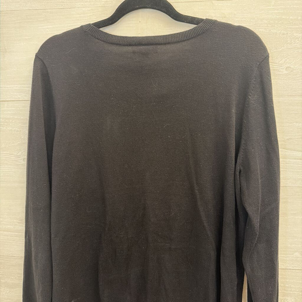 Loft Black/ Pearl Embellished Sweater Top Large