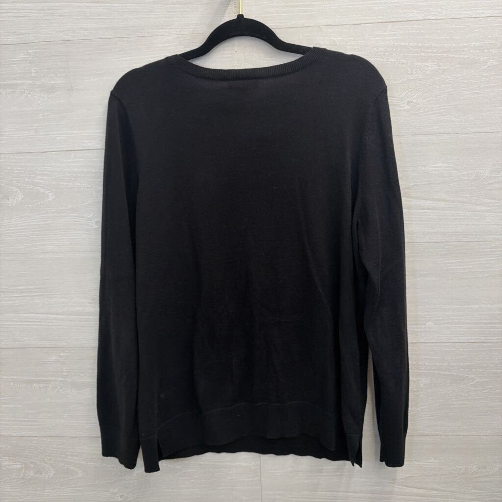 Loft Black/ Pearl Embellished Sweater Top Large