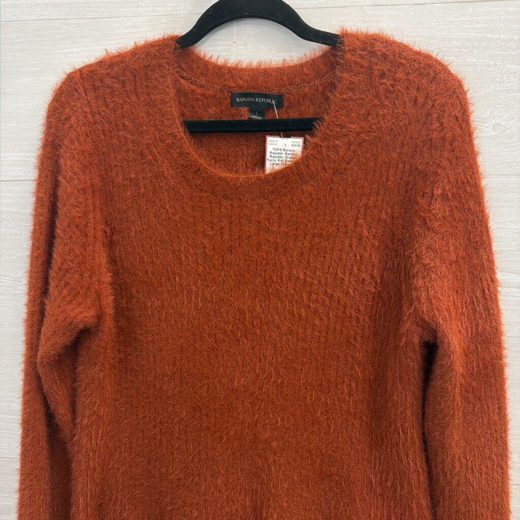 Banana Republic Orange Fuzzy Knit Sweater Large