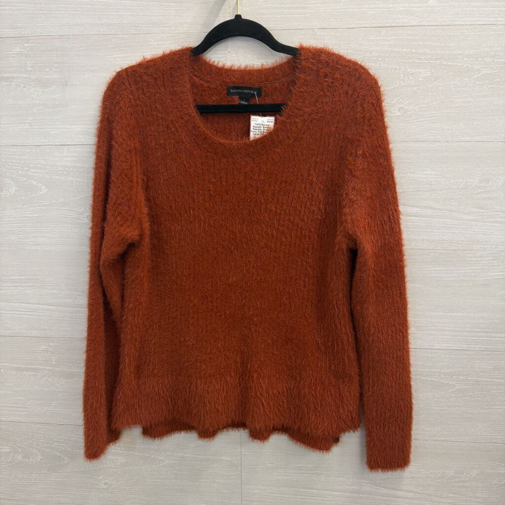 Banana Republic Orange Fuzzy Knit Sweater Large