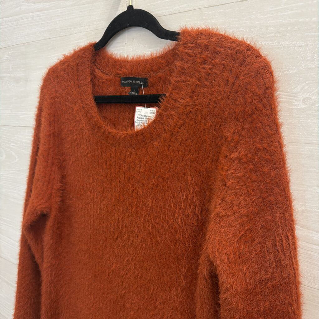 Banana Republic Orange Fuzzy Knit Sweater Large