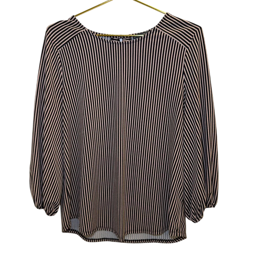 Adrianna Papell Brown/ Black Striped Long Sleeve Top Large