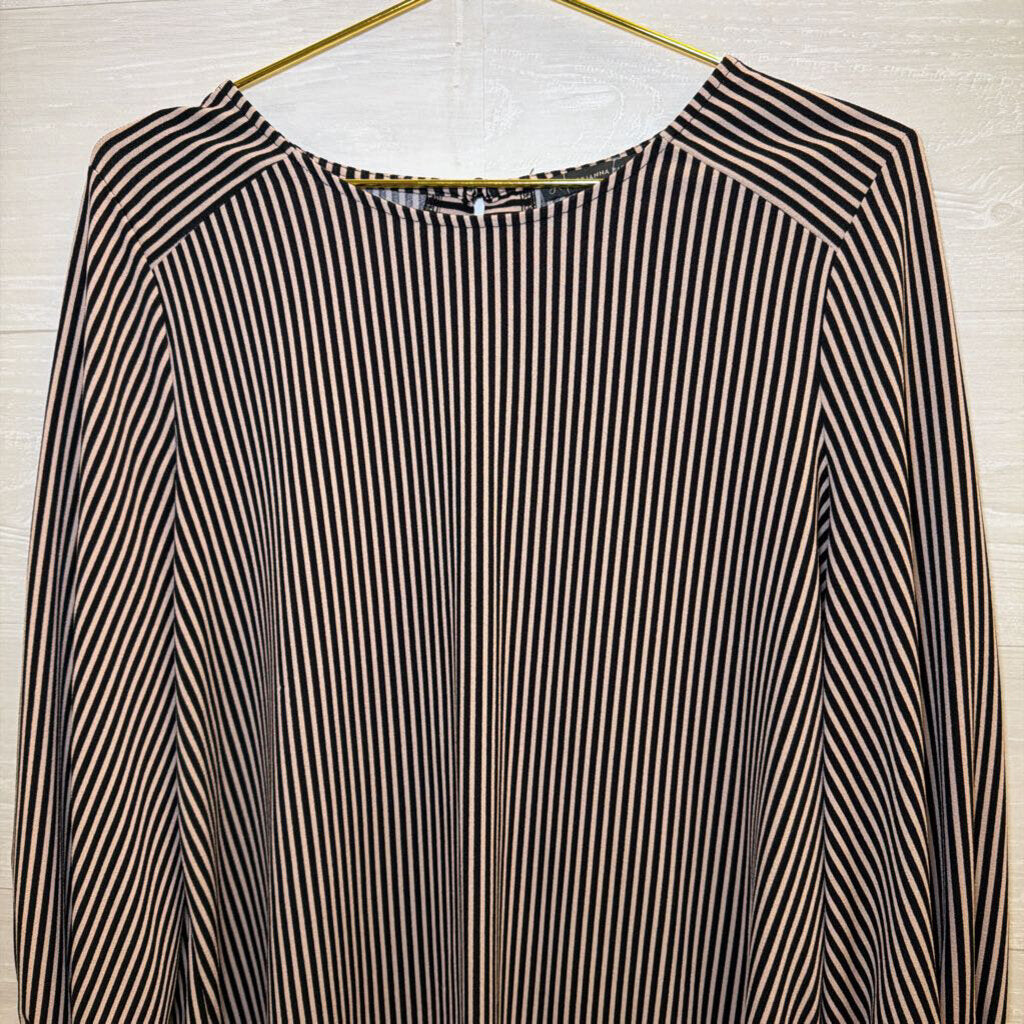 Adrianna Papell Brown/ Black Striped Long Sleeve Top Large