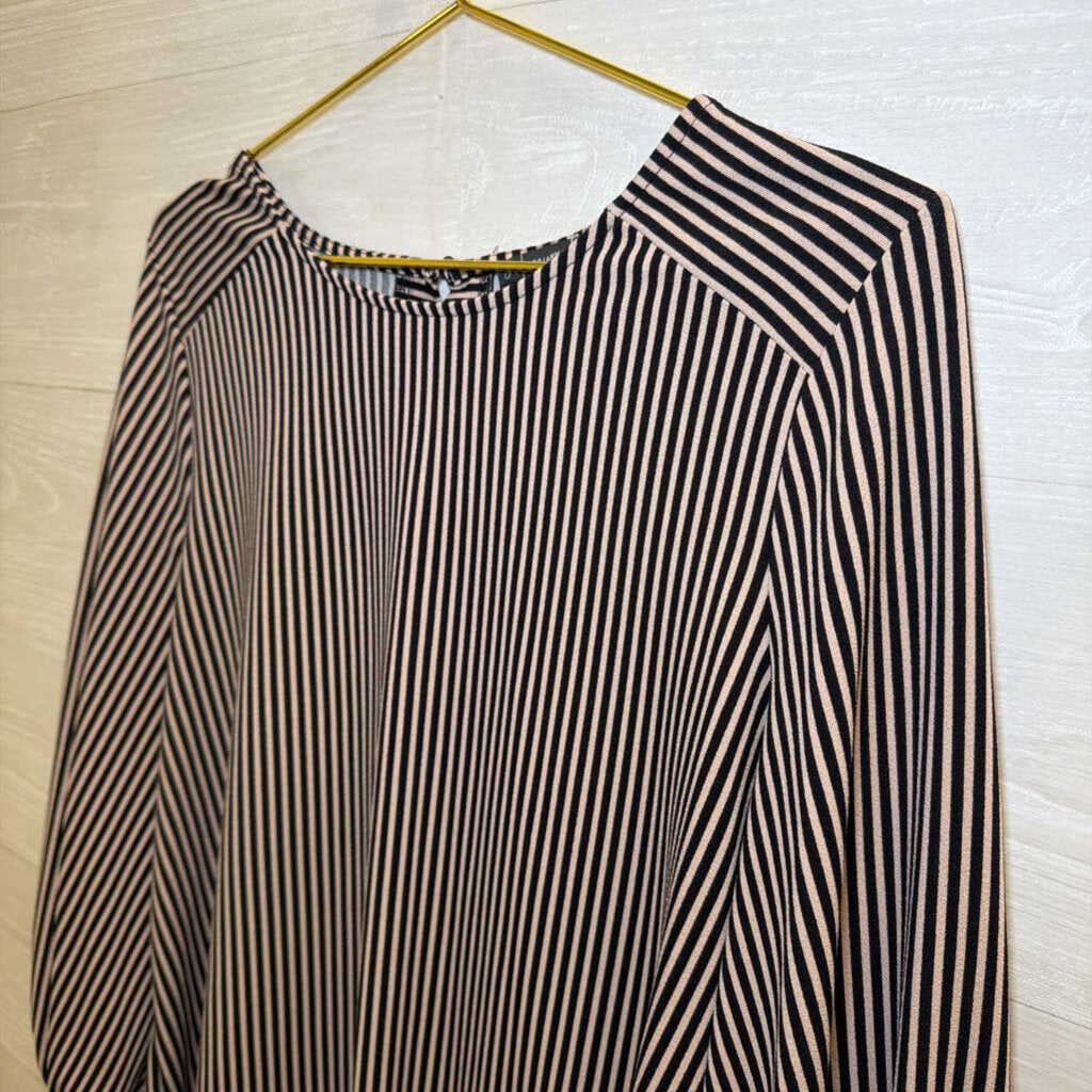 Adrianna Papell Brown/ Black Striped Long Sleeve Top Large