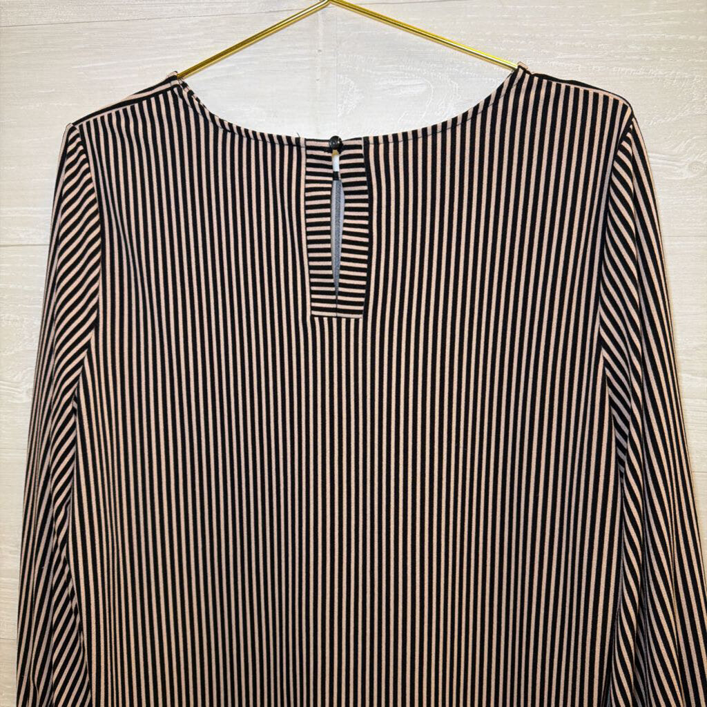 Adrianna Papell Brown/ Black Striped Long Sleeve Top Large