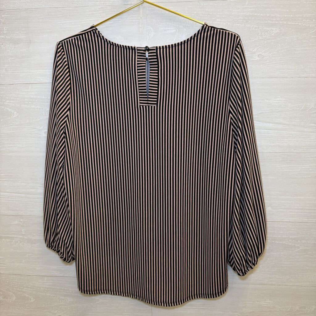 Adrianna Papell Brown/ Black Striped Long Sleeve Top Large