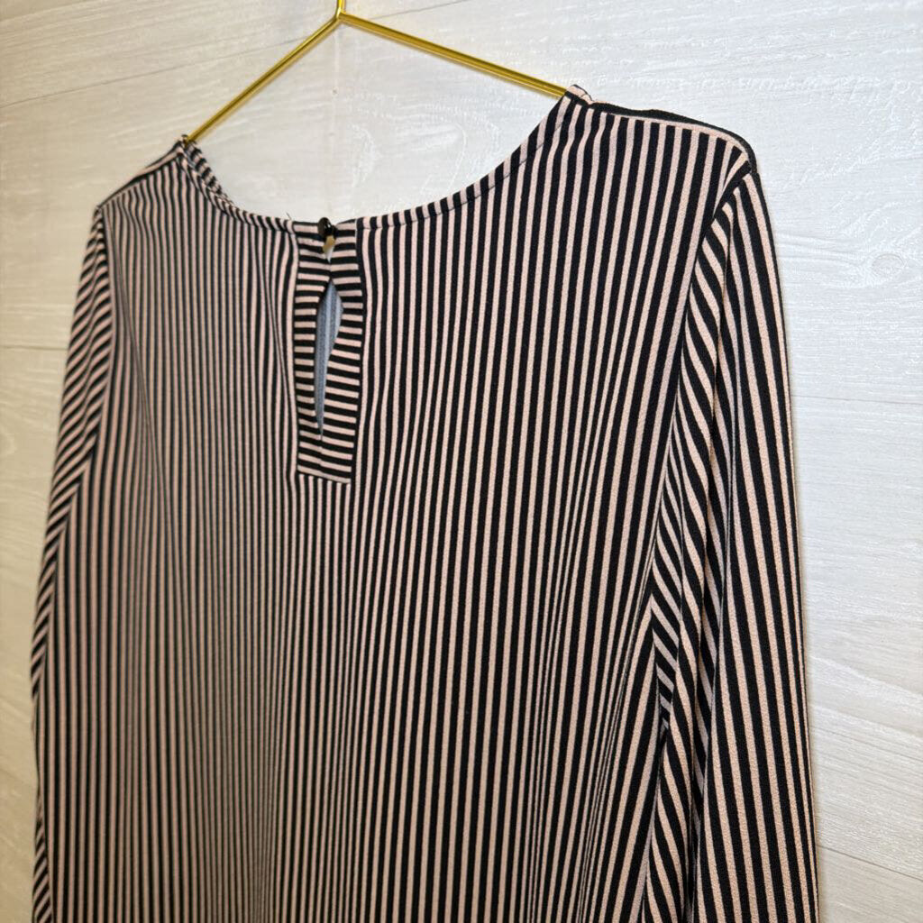Adrianna Papell Brown/ Black Striped Long Sleeve Top Large