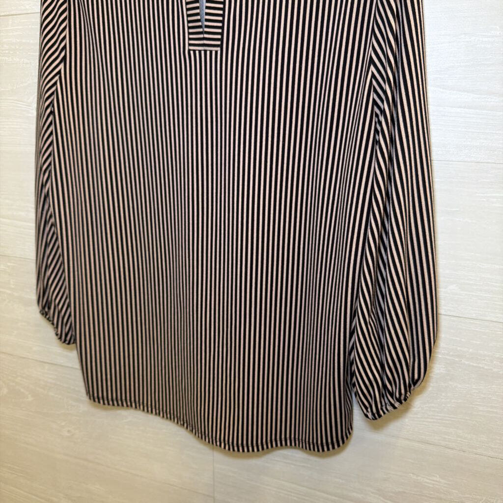 Adrianna Papell Brown/ Black Striped Long Sleeve Top Large