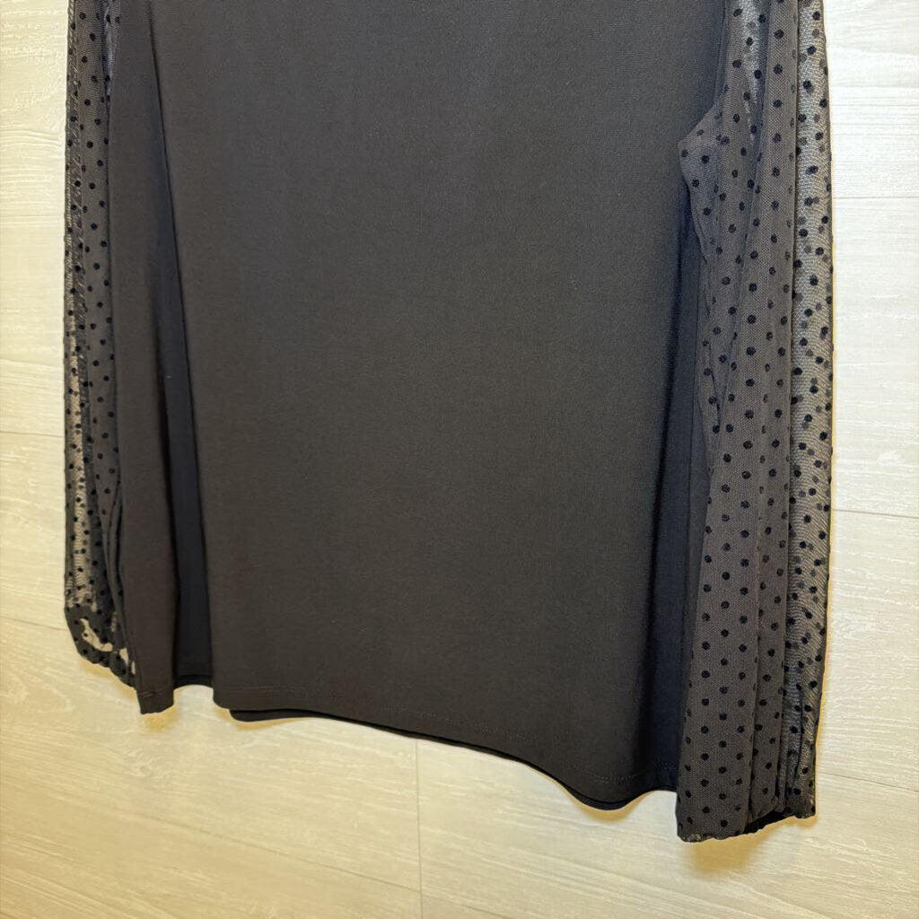 Anne Klein Black Polka Dot Long Sleeve Top Large