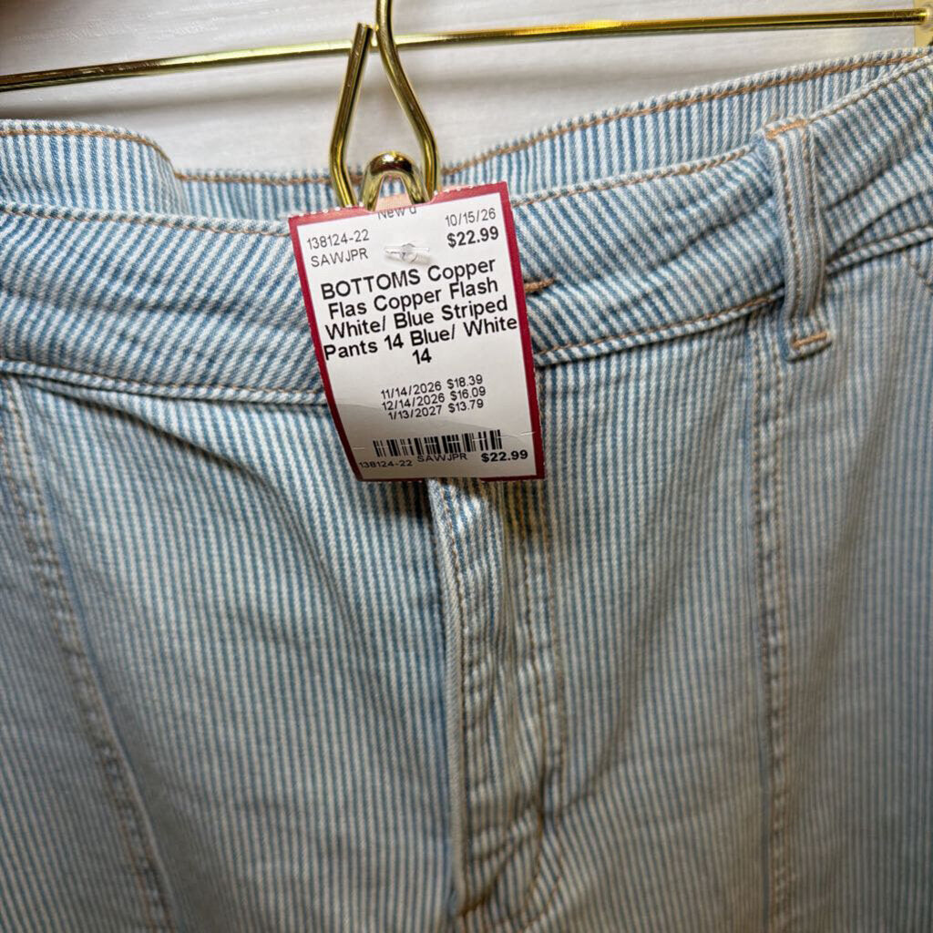 Copper Flash White/ Blue Striped Pants 14