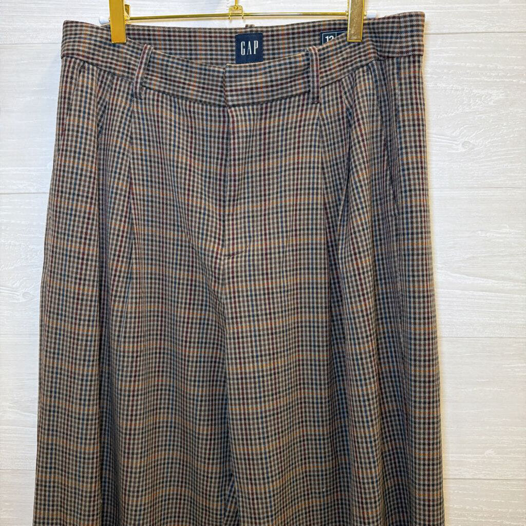 Gap Brown/ Multi Gingham Wide Leg Trouser Pants 12