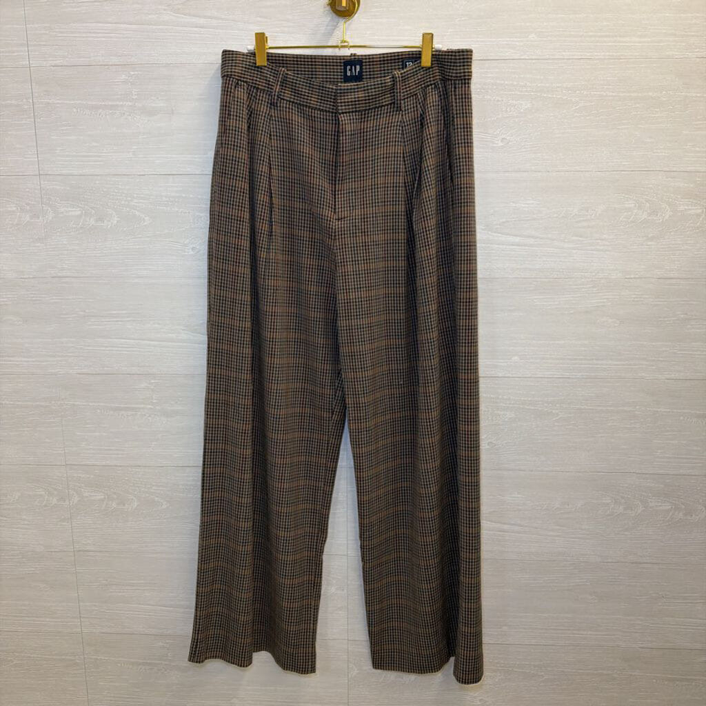 Gap Brown/ Multi Gingham Wide Leg Trouser Pants 12