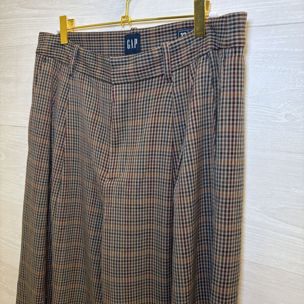 Gap Brown/ Multi Gingham Wide Leg Trouser Pants 12