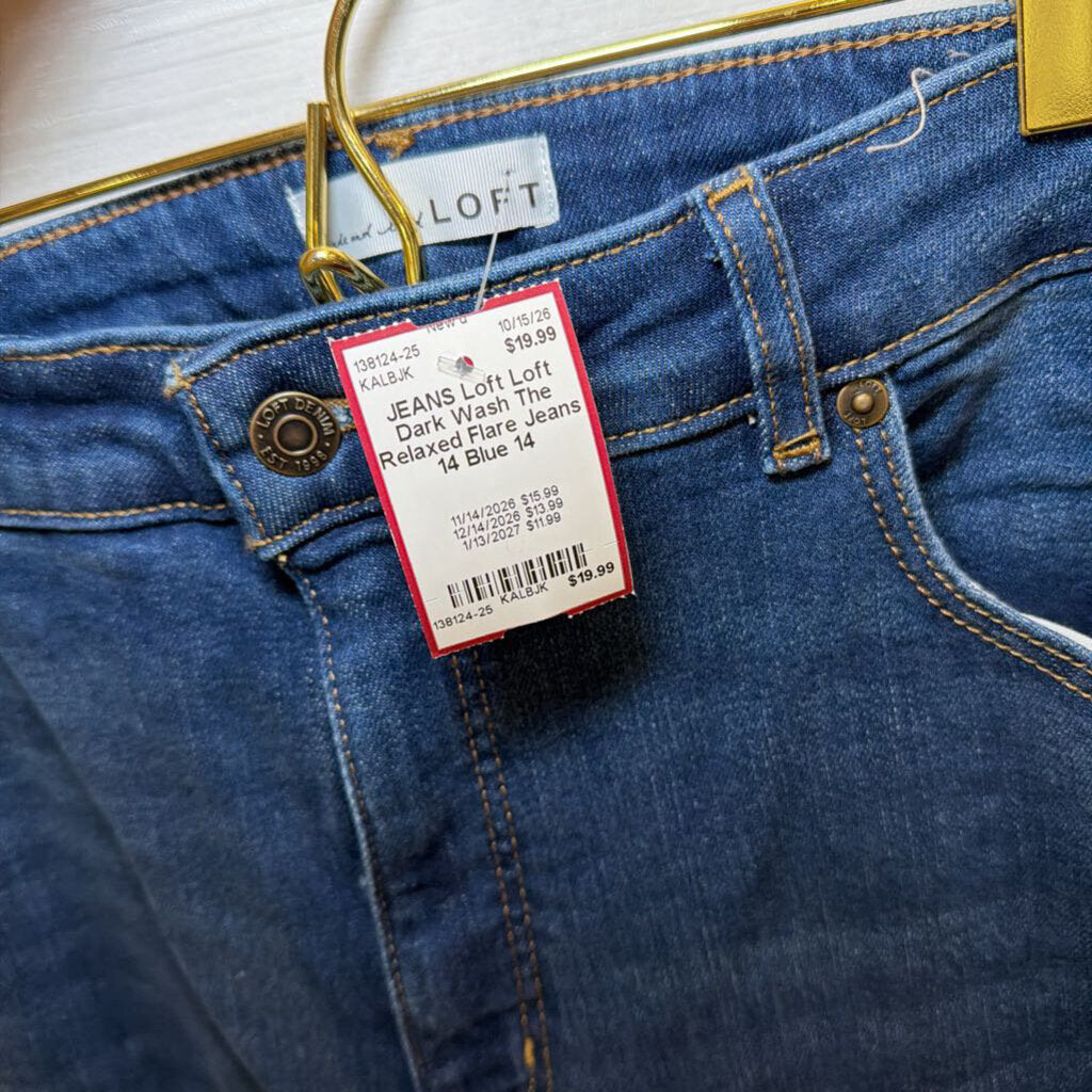 Loft Dark Wash The Relaxed Flare Jeans 14
