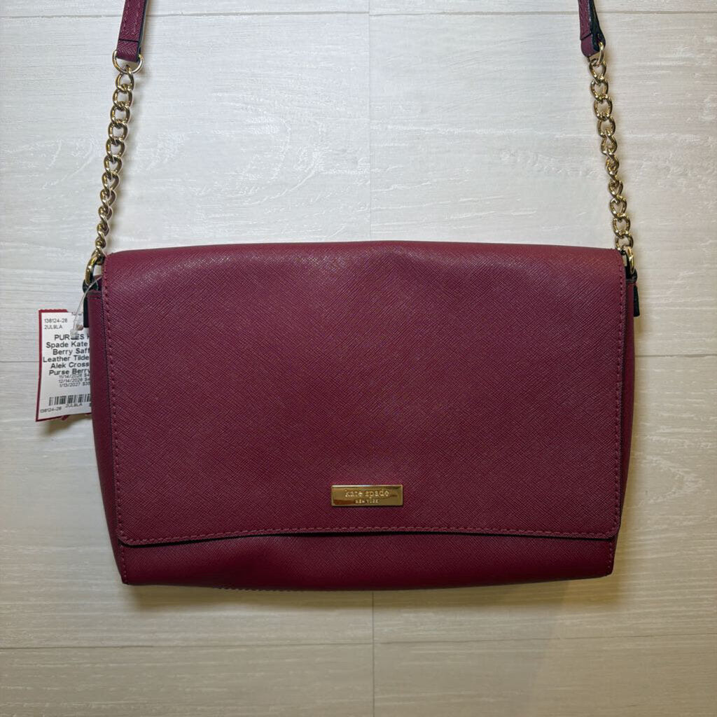 Kate Spade Berry Saffiano Leather Tilden Place Alek Crossbody Purse