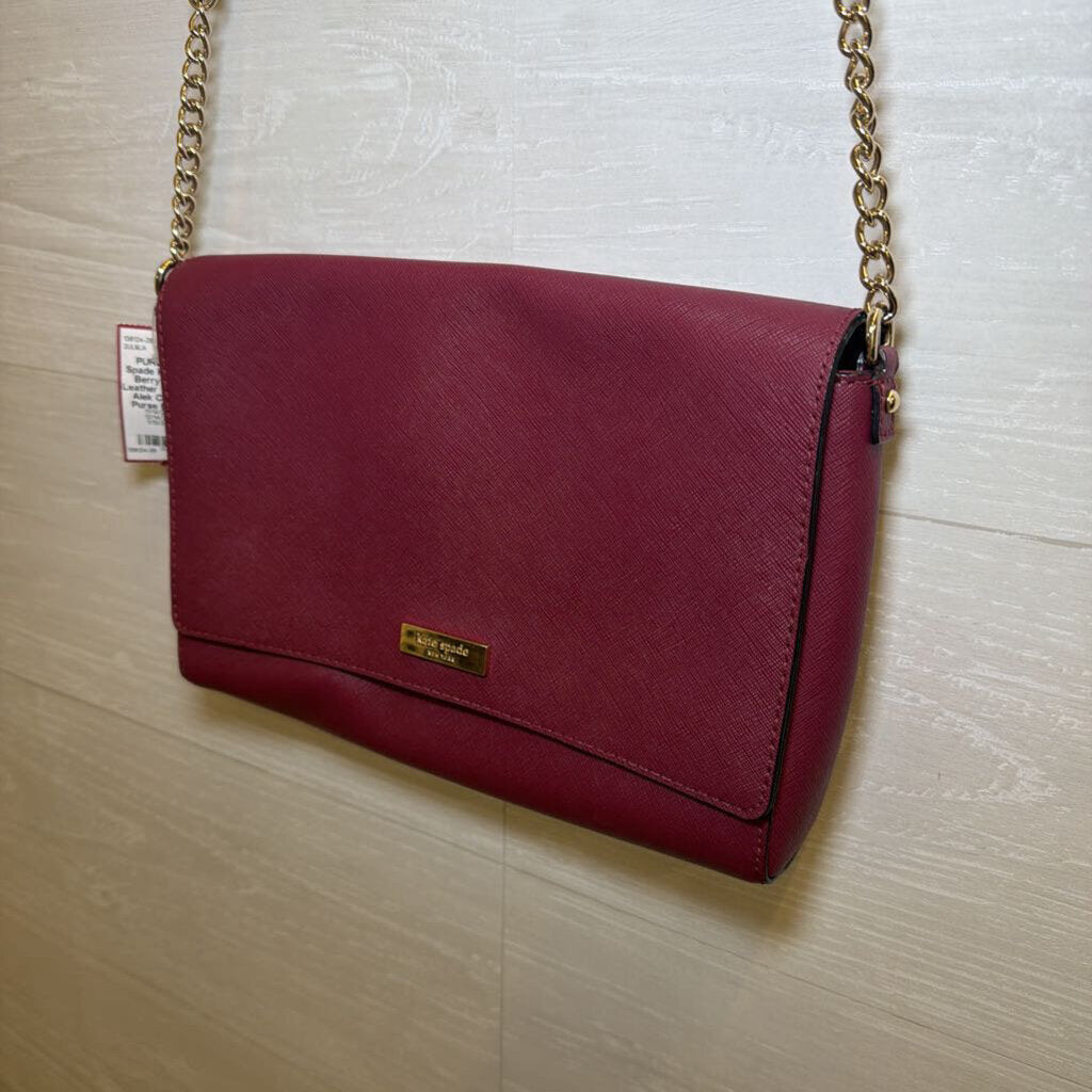 Kate Spade Berry Saffiano Leather Tilden Place Alek Crossbody Purse
