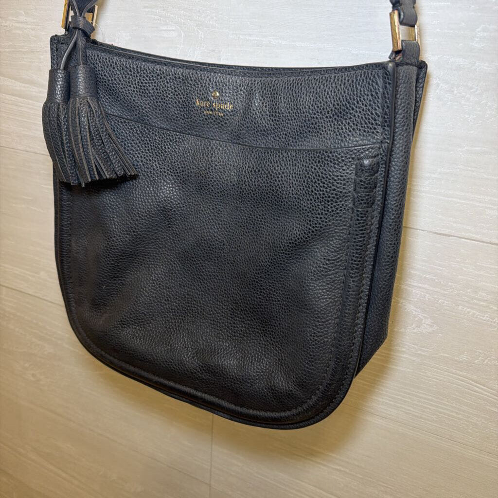 Kate Spade Black Pebbled Leather Orchard Street Hemsley Crossbody Purse