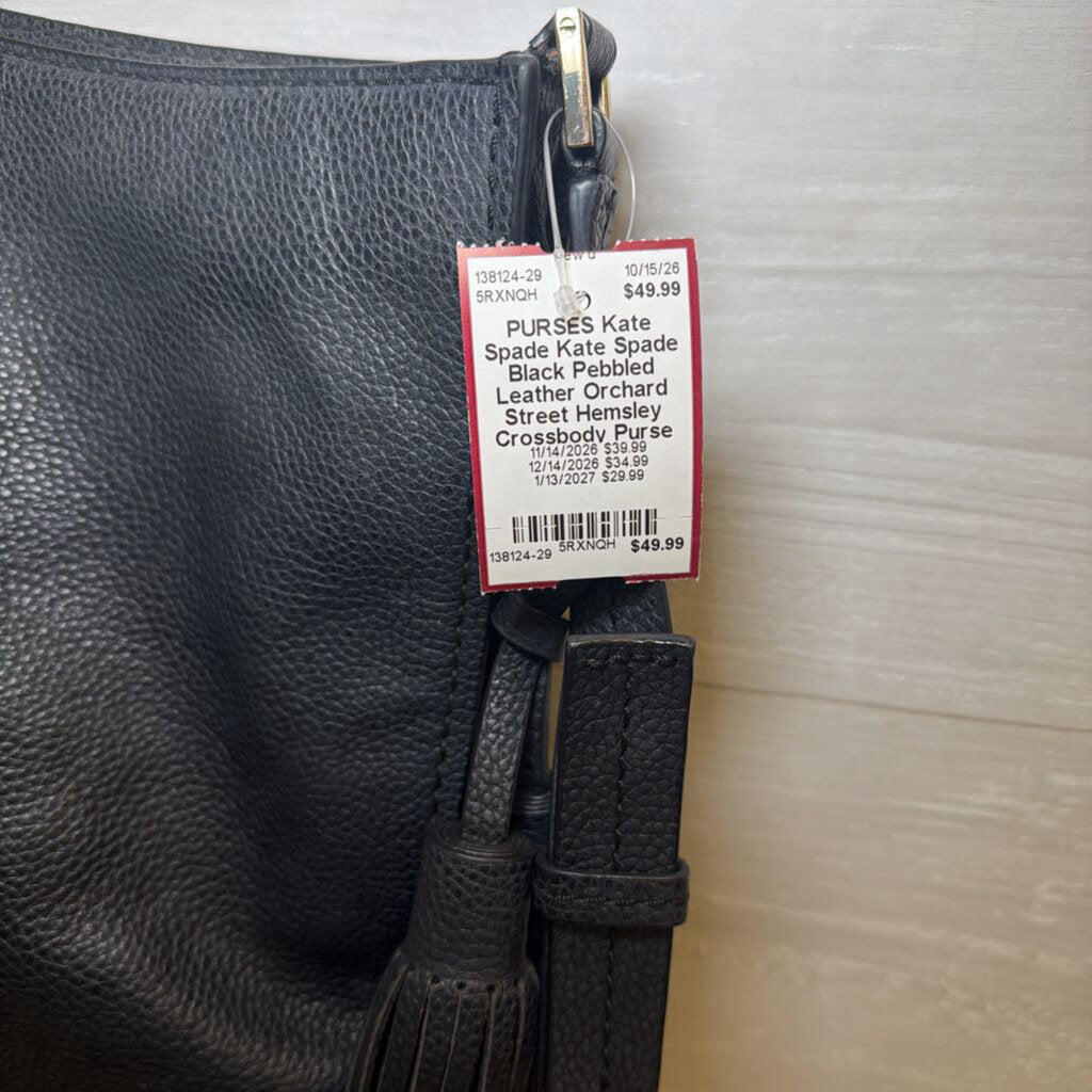 Kate Spade Black Pebbled Leather Orchard Street Hemsley Crossbody Purse
